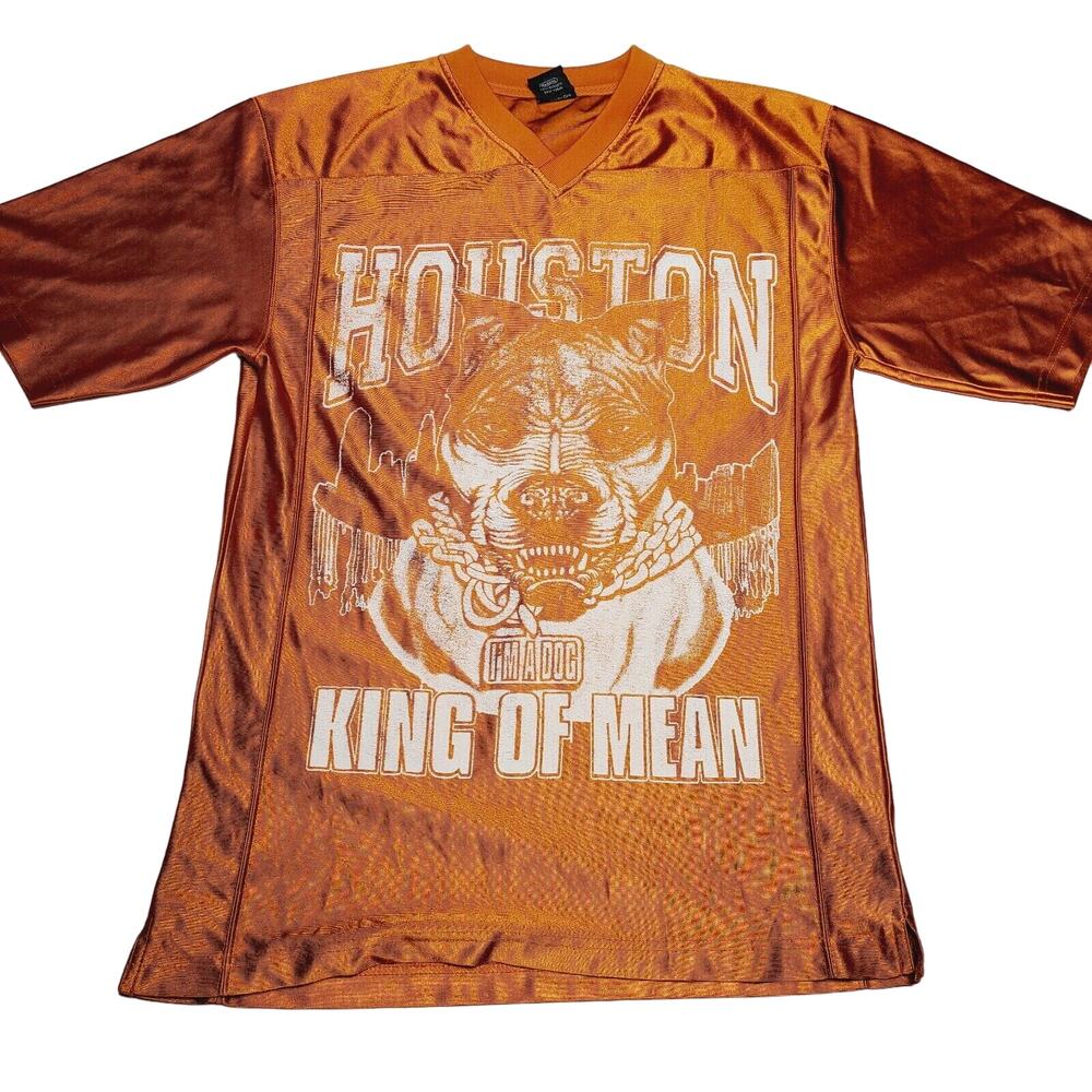 Vintage Starter Houston Texas Pitbull Graphic Men's Medium Jersey Y2K Orange